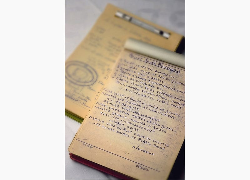A handwritten recipe by the restaurant’s first chef, André-Louis Vendreux